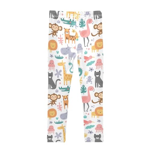 Jungle Animal Girls Leggings,Workout Leggings for Girls Toddler Athletic Leggings Size for 3-10T2