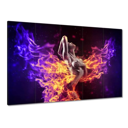Peinture imprimée sur toile femme en flammes 100x70cm tableau décoration murale salon H6254M_PC5U