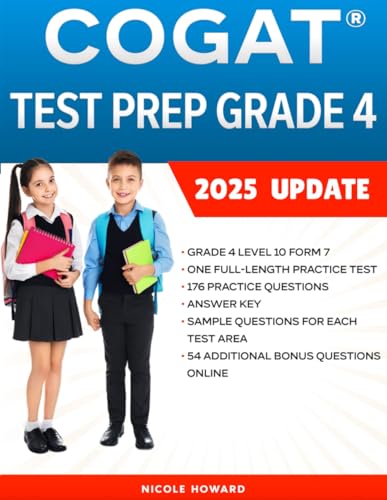 COGAT® TEST PREP GRADE 4: Grade 4, Level 10, Form 7, One Full Length Practice Test, 176 Practice Questions, Answer Key, Sample Questions for Each ... Online. (Gifted and Talented Test Prep)
