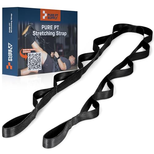 Pure PT Stretching Strap with 10 Loops &ndash; Non-Elastic - Physical Therapist-Approved Stretch strap...