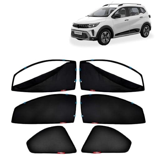 Image of Kingsway Accessories Car Side Window Sun Shade Zipper Magnetic Only Compatible with Renault Triber Year 2025 Onwards All Model, Only Zipper in Front Window, Car Curtains, Pack of 6 Pcs