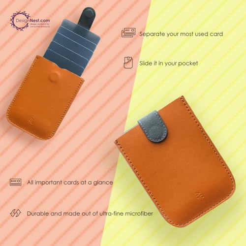 Allocacoc Slim Wallet, DesignNest DAX wallet, Cascading pull-tab, Magnetic, Hold up to 6 Cards, Cash slot, Purse (Brown, Leather)2