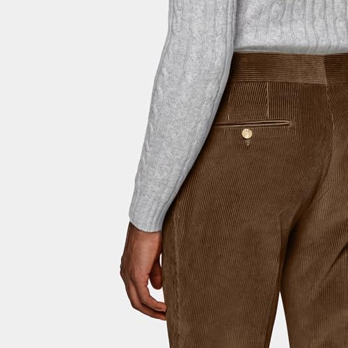 Men's Corduroy Suits 2 Piece Suit Set Slim Fit Business Suit Party Prom Tuxedos for Men Double Breasted Brown Sport Coat Pant Set XXL4