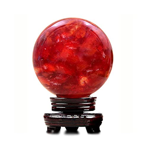 Sphère exquise rouge Feng Shui en cristal naturel pour salon et décoration de bureau