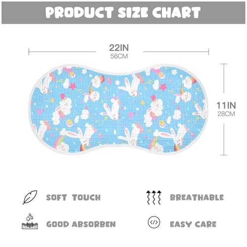 Cute White Bunnies Muslin Burp Cloths 22x11 Inch - 4-Layer Organic Cotton & TPU Waterproof Lining, Absorbent Baby Bibs for Boys/Girls with Hanging Loop4