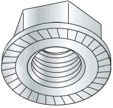 7/16"-20 Hex Flange Locknuts/Serrated/Case Hardended Steel/Zinc Plated (Quantity: 100)