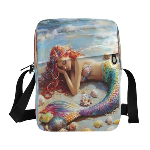 Crossbody Bag Mermaid Princess Beach Messenger Bag for Women Men Purse Shoulder Bag Satchel Bag with Adjustable Strap 214B8795 - Main Image