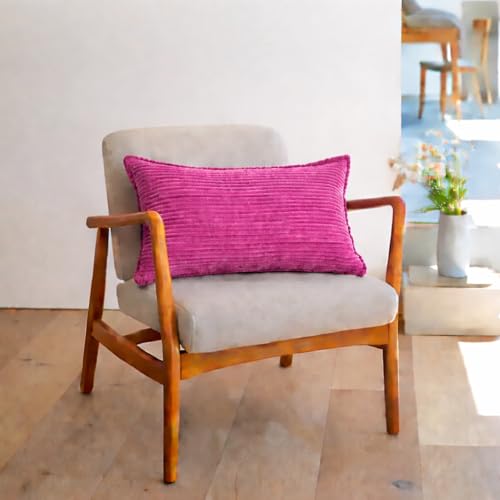 Image of RD TREND Corduroy Self Stripe 250 GSM Rectangular 18x 28 Inches Cushion Covers Set of 2 | Throw Pillow Covers for Sofa, Bed & Living Room | Perfect for Home Decor Magenta
