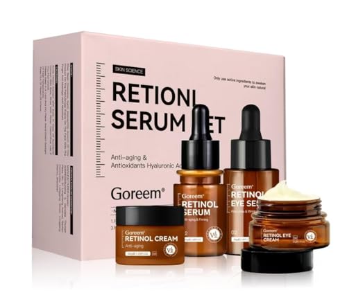 Retinol Face Cream and Face Serum and Retinol Eye Cream and Eye Serum 4 pcs set Supports Smoother Skin Texture for Daily Routine