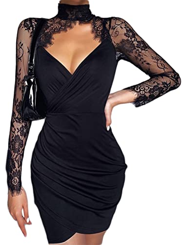 ORANDESIGNE Damen Kleid Bodycon Langarm Minikleid Festlich Winterkleid...