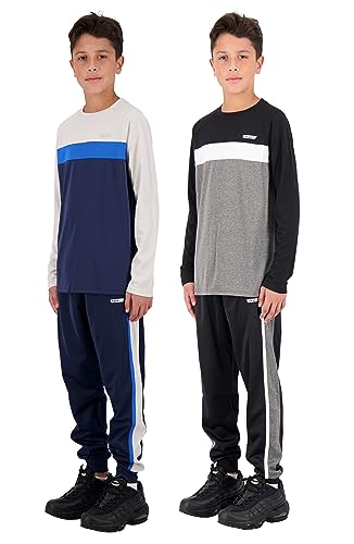 Hind Boys 4-Piece Active Long Sleeve Quick Dry T-Shirt and Athletic Jogger Sweatpant Set Kids Clothes for Sports and Running2