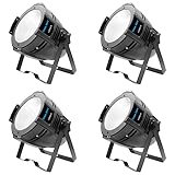 Seven Stars 200W COB Lights LED Par Light Warm White & Cool White Stage Wash Lights, DMX Stage Lights for Church/Theater/Party/Stage Show/Club/Karaoke/Photo Studio (4 Pack)