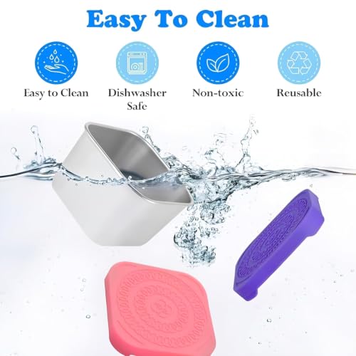 Image of Stainless Steel Snack Containers with Silicone Lids, Small Square Sauce Cups for Bento Lunch Box, Leakproof Condiment Container for Kids & Adults, Set of 2 (Multicolor)