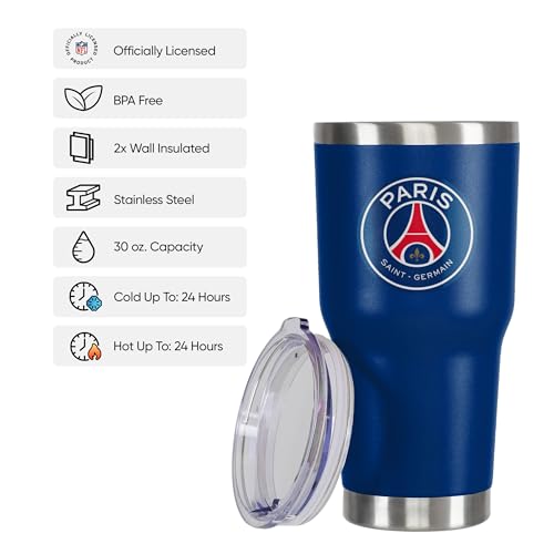 FOCO Offizielles Lizenzprodukt Paris Saint-Germain FC Fußball Team-Logo 850ml/30oz Isoliert Reisebecher