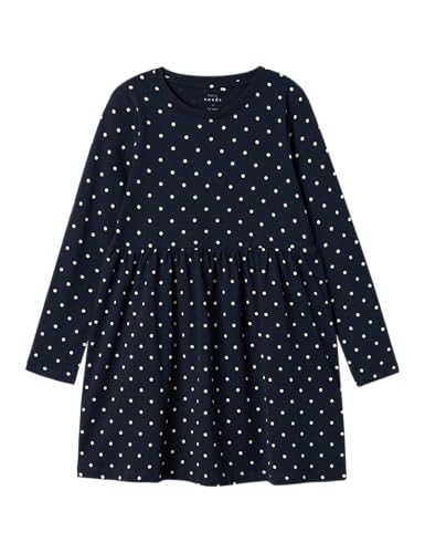 NAME IT Mädchen Nmfvivia Dress Noos Kleid, Dark Sapphire/AOP:dots AOP In...