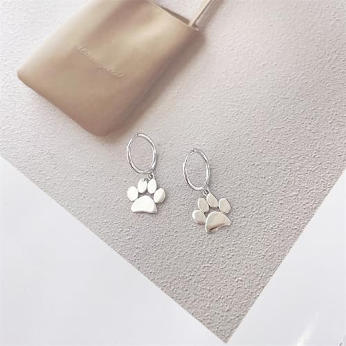 Newzenro Dainty Paw Charm Cartilage Small Hoop Dangle Drop Earrings For Women Girls Sensitive Ear Sterling Silver 14K Gold Plated Minimalist Animal Paw Dog Cat Pet Sleeper Huggie Hoops Hypoallergenic Fashion Jewelry Gift  thumb #2