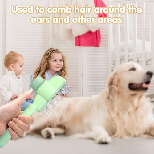Ajuanbazha 2 Stück Selbstreinigender Flohkamm für Katzen und Hunde, Haustierbürste mit Auslöseknopf, Ideal für Kurz und Langhaarfell, Entfernt Lose Haare, Knoten & Flöhe Sanft
