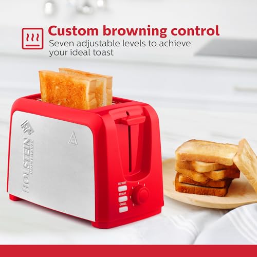 Image of Holstein Housewares - 2 Slice of Bread Toasters, Bagels and Waffles with 7 Roast Control Settings Great for Frying