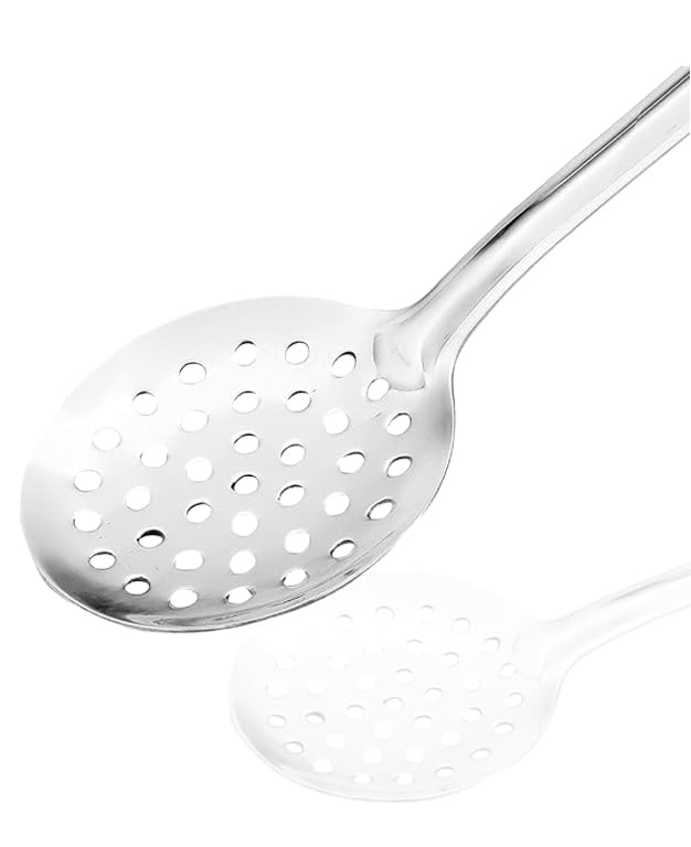 Skimmer Spoon for Frying Stainless Steel., 30X8.5X2 Cm, Silver