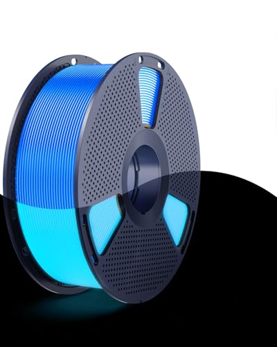 Image of SUNLU Glow in the Dark PLA Filament 1.75mm, Luminous PLA 3D Printer Filament, Long-Lasting Brightness & High Toughness, 1kg Spool (2.2lbs), Fits Most FDM Printers, Blue PLA, Glow Blue