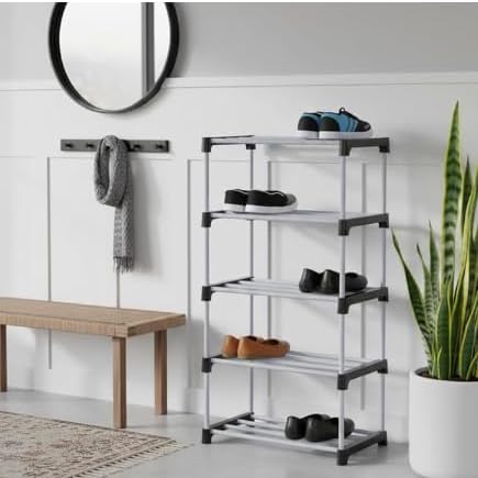 Multi-Layer Shoe Rack/Multipurpose rack for Home | Lightweight and Easy-to-Move Shoe Stand for Men, Women & Kids | Open Storage Organizer for Multiple things in home. Living Area & Office (5 Shelf)