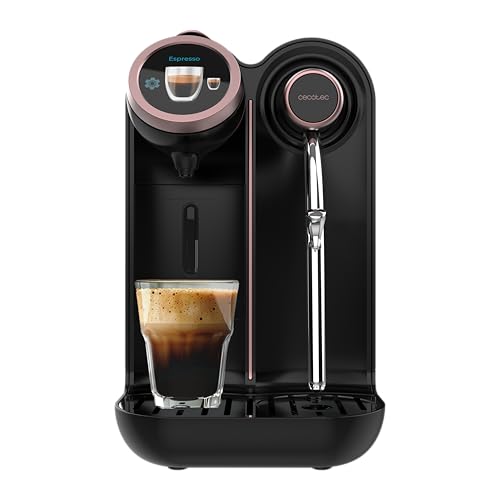 Cecotec Cafetera de Cápsulas Power Caps Spin. 1850W, 20 Bares, Compatible Cápsulas Nespresso, 1.5L Depósito Agua, Pantalla Intuitiva, 7 Bebidas, Autoapagado, Bajo Consumo, Sensor Temperatura