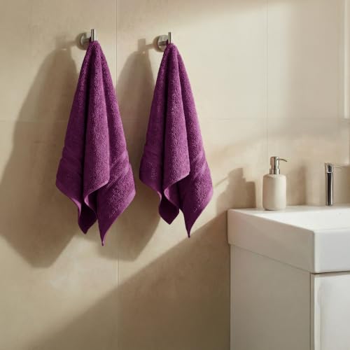Image of MYTRIDENT Trident Hand Towels, 100% Cotton, Highly Absorbent, Super Soft, 2 Piece Hand Towel Set, 400 GSM, Hand Towel Set of 2, Gym - Spa -Towel, Comfort Living Towel-Black Currant