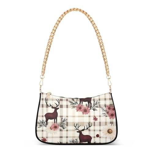 Sac à main pour femme Duiker bordeaux à carreaux Buffalo et motif marguerite de Pâques