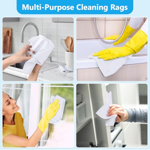 Image of GLIMGLINT Microfiber Cleaning Cloth 100 Pack, Reusable Paper Towels 11 x 9 | Lint Free & Ultra Absorbent Cleaning Rags for Car, Home, Kitchen, Glass & Screen, Washable Shop Towel Rag with Box White