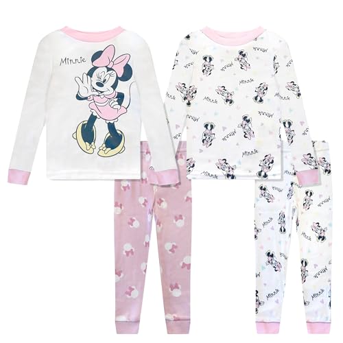 Disney 4 Piece Pajama Set - Mickey, Minnie, Pooh - Toddler Boys & Girls PJ Set - Long Sleeve Shirt & Pants - Official License