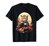 Funny cute cat foodie noodles tea rice ball zen