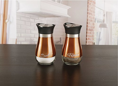 image for Circleware Cafe Contempo Elegant Glass Salt and Pepper Shakers Dispens