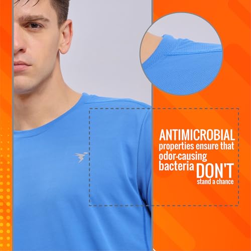 Image of TECHNOSPORT Men's Slim Fit Polyester Activewear Sports T-Shirt with Moisture-Wicking Comfort for Workout, Running & Gym