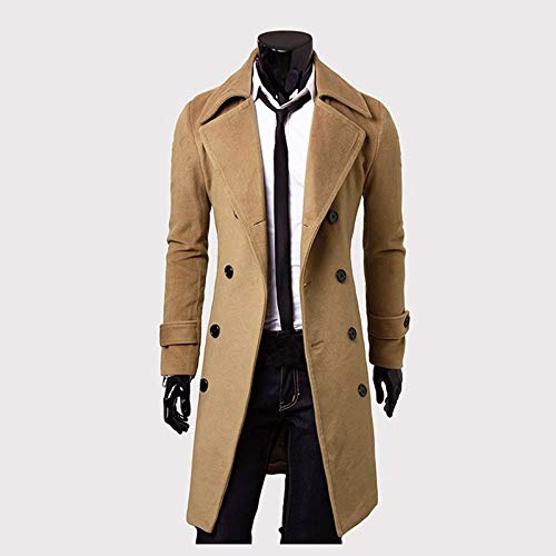 RTRDE Mens Trench Coat Notched Lapel Long Length Jacket Double Breasted Fall Winter Overcoat Casual Peacoat, M-3XL2