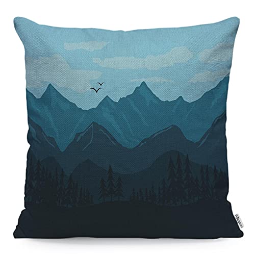 WONDERTIFY Housse de coussin en forme de montagne - Bleu - 45 x 45 cm Cover