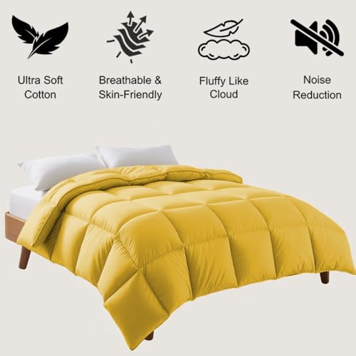 Image of King Size Comforter Set - All Season Down Alternative Bedding Comforter Set - Quilted Duvet Insert with Corner Tabs - Box Stitched Blanket - Breathable, Soft - Gold