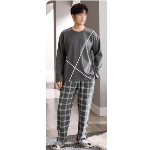 Spring and Autumn Men's Cotton Long-sleeved Pajamas Large Size Pullover Homewear L-4XL Set Boys2