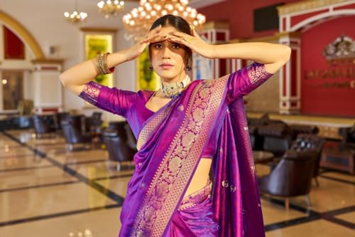 SWORNOF Womens Kanjivaram Banarasi Silk Saree Patola saree with Unstitched blouse piece - Image 6