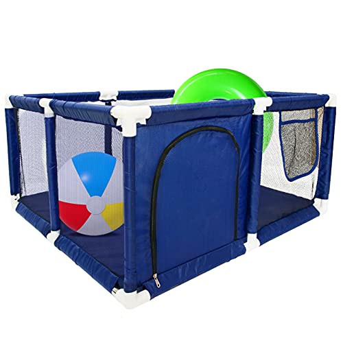 PAMASE Blue Pool Toy Storage Bin- 32.4 x 32.8 x 16.5-inch Pool Storage Bins Made with Oxford Cloths and Nylon Mesh for Ocean Balls, Beach Balls, Goggles, Pool Floats, Pool Toys & Accessories PAMASE Blue Pool Toy Storage Bin- 32.4 x 32.8 x 16.5-inch Pool Storage Bins Made with Oxford Cloths and Nylon Mesh for Ocean Balls, Beach Balls, Goggles, Pool Floats, Pool Toys & Accessories