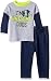 BON BEBE Boys' 2 Piece Long Sleeve Top with Knit Denim Pant, Awesome Gray, 12 Months