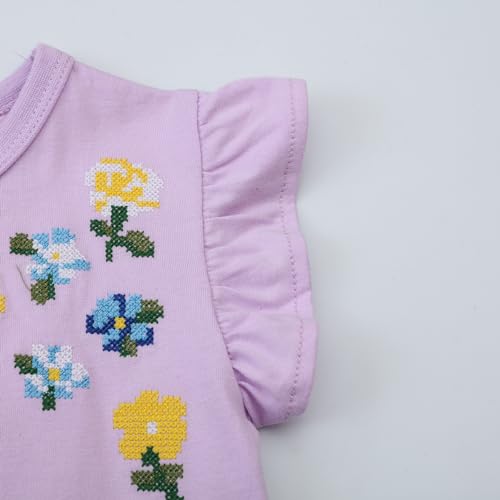 Little Girls Dress Casual Cotton Kids Unicorn Appliques Striped Jersey Dress 2-7 Years4