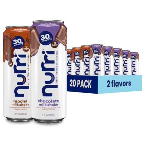 Image of Nurri - 30g Protein Ultra Filtered Milk Shake - Chocolate Lovers Variety Pack - Lactose Free, Low Sugar, 10 Vitamins and Minerals - Breakfast Boost, Daily Macros, Post Workout - 11 fl oz, 20 Cans