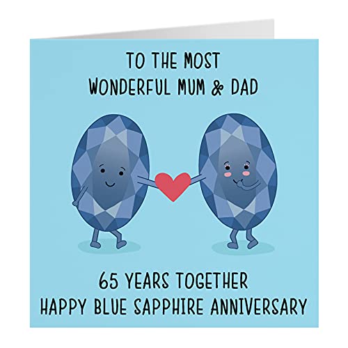 Hunts England, Large Mum And Dad 65th Anniversary Card, To A Wonderful Mum & Dad, 65 Years Together