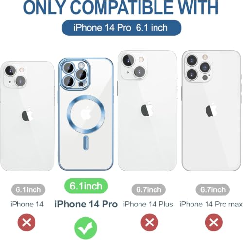 Image of Elzzi Clear Logo Electroplating Transparent Case for iPhone 14 Pro Case 6.1 inch, Luxury Electroplated TPU Cover, Individual Camera Protection for Each Lens Bumper Case (Sierra)