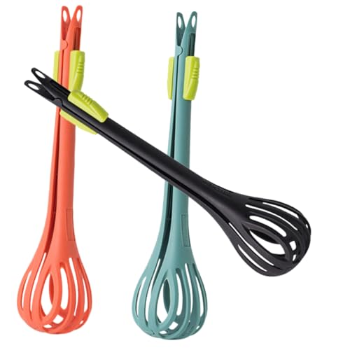 MOKKHNB 3個 多機能フードクリップ 手動卵泡立て器 滑り止め設計 持ちやすい 耐熱耐久キッチンツール 家 アウトドアバーベキュー用