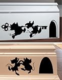 FnkBiz Jaq and Gus Wall Decal Mouse Hole Baseboard Sticker Mouse Hole Wall Decal 7 x 3 | Black | Set of 02 Decals