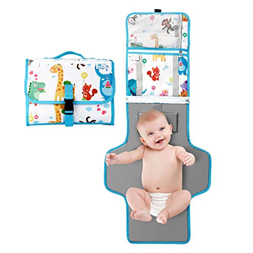 CRZDEAL Cambiador Bebe Portatil Impermeable, Cambiador de Pañales Portatil con Almohada, Gran Espacio de Almacenamiento Interno, 40cm + 65cm, Adecuado para Viajes, Familia, Regalos Creativos para Bebé