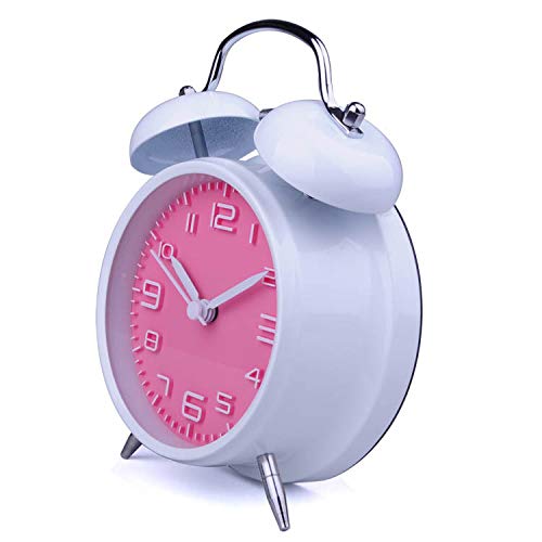 Reloj despertador mudo sin tictac y doble campana metálica de alta sonoridad
