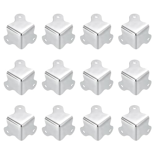 Image of uxcell 30x23mm Metal Box Corner Protectors Box Edge Guard Chrome Plating Silver Tone 24pcs