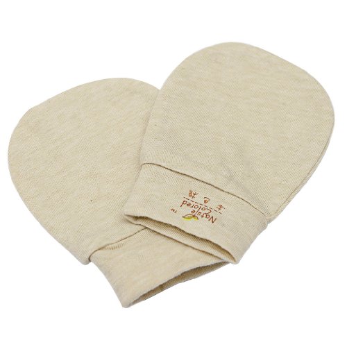 Naturecolored baby Mittens naturally colored cotton. New Born. Green.